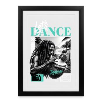 Lets Dance Jamaican Drummer - Affiche encadrée (27 × 37 cm) - noir - Devant