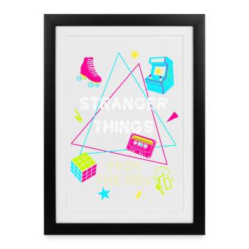 Jeux rétro néon des années 80 - Affiche encadrée (27 × 37 cm) - noir - Devant