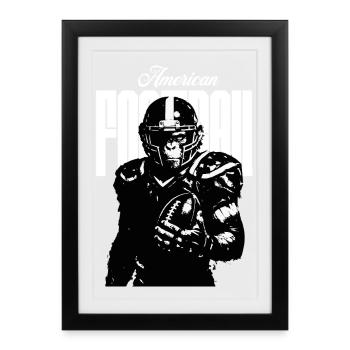American Football Monkey - Framed poster (27 × 37 cm) - black - Front