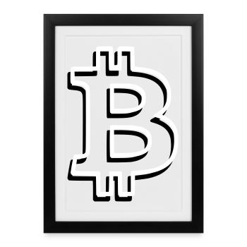 Bitcoin Logo Outline Neon Minimalist - Framed poster (27 × 37 cm) - black - Front