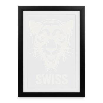 Dripping Tiger Head Swiss Style - Framed poster (27 × 37 cm) - black - Front