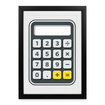 Calculatrice Costume Carnaval Nerd - Affiche encadrée (27 × 37 cm) - noir - Devant