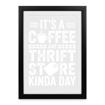 Coffee Thrift Store Day Graphic - Framed poster (27 × 37 cm) - black - Front