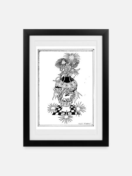 Flower_vase - Gerahmtes Poster (27 × 37 cm) - Schwarz