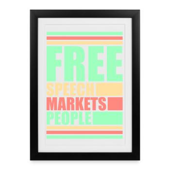 Marché de la liberté d’expression Peuple Libertarian Freedom Logo - Affiche encadrée (27 × 37 cm) - noir - Devant