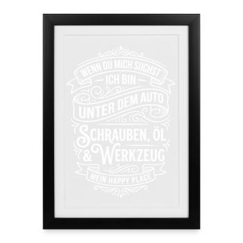 Under the Car Screws Oil & Tools - Framed poster (27 × 37 cm) - black - Front
