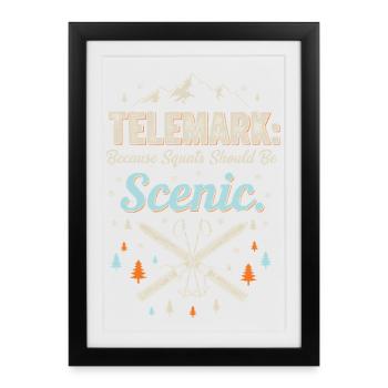 Telemark Ski Squats drôles Scenic Rétro Vintage - Affiche encadrée (27 × 37 cm) - noir - Devant