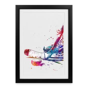 Joueurs de hockey #hockey #sport - Affiche encadrée (27 × 37 cm) - noir - Devant