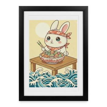 Kawaii Easter Bunny - Framed poster (27 × 37 cm) - black - Front