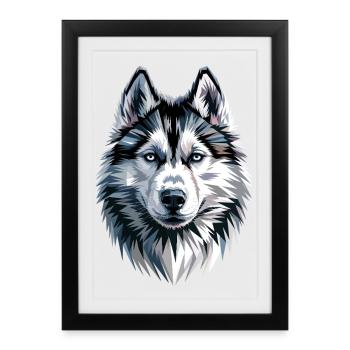 Husky Dogs Amoureux Amour des Huskies sibériens - Affiche encadrée (27 × 37 cm) - noir - Devant