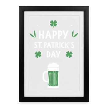 Saint-Patrick Bière et Trèfles - Affiche encadrée (27 × 37 cm) - noir - Devant