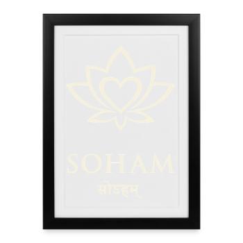 Soham Lotus Heart – Chemise de méditation de yoga - Affiche encadrée (27 × 37 cm) - noir - Devant