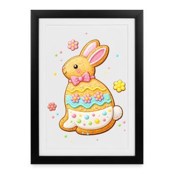 Un lapin mignon comme un biscuit décoré - Affiche encadrée (27 × 37 cm) - noir - Devant