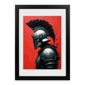Rouge guerrier spartiate - Affiche encadrée (27 × 37 cm) - noir - Devant