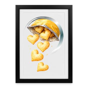 Heart Shaped Chips Illustration - Framed poster (27 × 37 cm) - black - Front