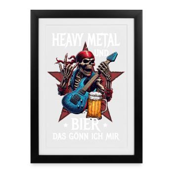 Je me fais un plaisir de heavy metal et de bière - Affiche encadrée (27 × 37 cm) - noir - Devant
