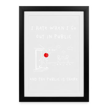 Peur du public – Scène de dessin animé - Affiche encadrée (27 × 37 cm) - noir - Devant