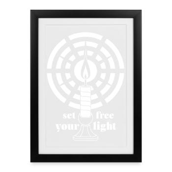 White Glow – Minimalist Art Deco Candle  - Framed poster (27 × 37 cm) - black - Front
