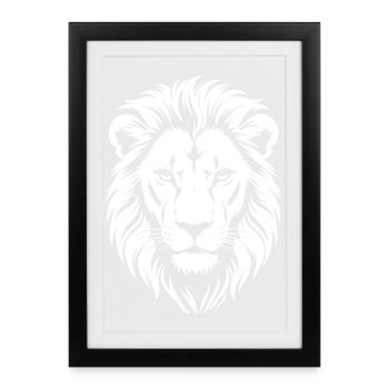 Lion Head Contrast Silhouette - Framed poster (27 × 37 cm) - black - Front