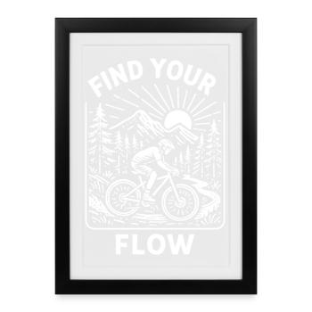 Find Your Flow – Vintage MTB Mountain Bike - Framed poster (27 × 37 cm) - black - Front