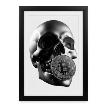 Bitcoin Skull Skull Crypto Design - Affiche encadrée (27 × 37 cm) - noir - Devant