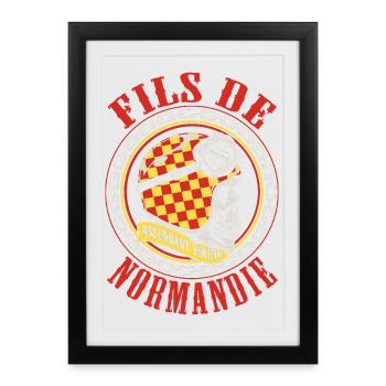 Fils de Normandie fierté normande design - Affiche encadrée (27 × 37 cm) - noir - Devant