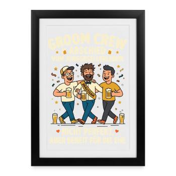 Groom Crew Abschied Junggesellenleben - Gerahmtes Poster (27 × 37 cm) - Schwarz - Vorne