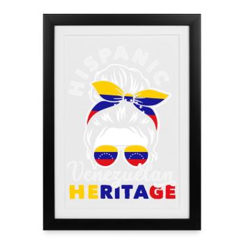 Drapeau du Venezuela Fierté & Maison Venezuela - Affiche encadrée (27 × 37 cm) - noir - Devant