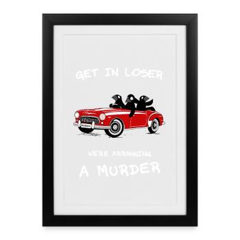 Red Convertible Crime Meme Ravens - Framed poster (27 × 37 cm) - black - Front