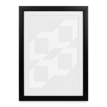 Geometric Stripe Squares Grid - Framed poster (27 × 37 cm) - black - Front
