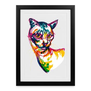 Neon Cat - Framed poster (27 × 37 cm) - black - Front