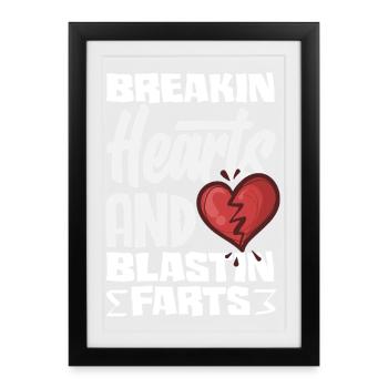 Cœur rétro design de la Saint-Valentin Amour - Affiche encadrée (27 × 37 cm) - noir - Devant
