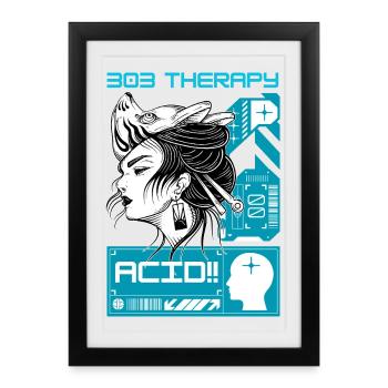 Acid Therapy - Techno Tekno House Rave Outfit - Affiche encadrée (27 × 37 cm) - noir - Devant