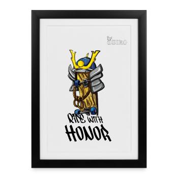 Roulez avec honneur - Affiche encadrée (27 × 37 cm) - noir - Devant
