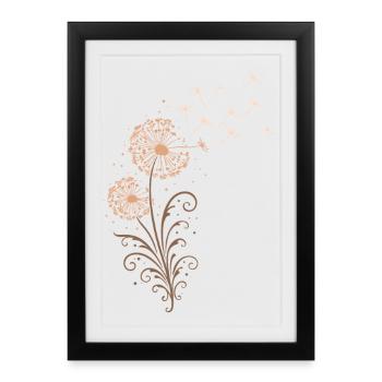 Pissenlit – Motif floral de la nature Pissenlit - Affiche encadrée (27 × 37 cm) - noir - Devant