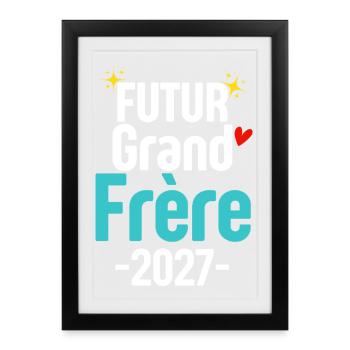Futur Grand Frère 2027 Frère Bleu - Affiche encadrée (27 × 37 cm) - noir - Devant