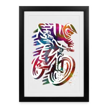 Balade à moto colorée - Affiche encadrée (27 × 37 cm) - noir - Devant