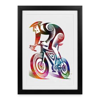 Colorful Cyclist in the Whirlpool - Framed poster (27 × 37 cm) - black - Front