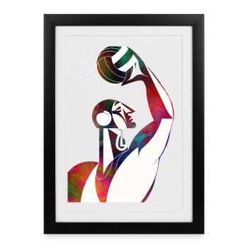 Profil d’un joueur de football nautique - Affiche encadrée (27 × 37 cm) - noir - Devant