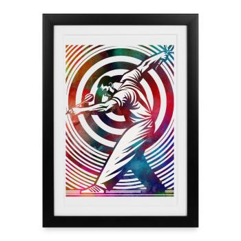 Golfer in a colorful whirlpool - Framed poster (27 × 37 cm) - black - Front