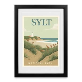 Sylt Vintage Poster | North Sea Germany - Framed poster (27 × 37 cm) - black - Front