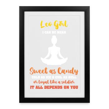 Zodiac sign Leo - Framed poster (27 × 37 cm) - black - Front