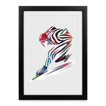 Patinage de vitesse sportif - Affiche encadrée (27 × 37 cm) - noir - Devant