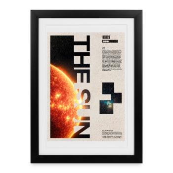 Vertikale Typografie des Sonnenausbruchs - Gerahmtes Poster (27 × 37 cm) - Schwarz - Vorne