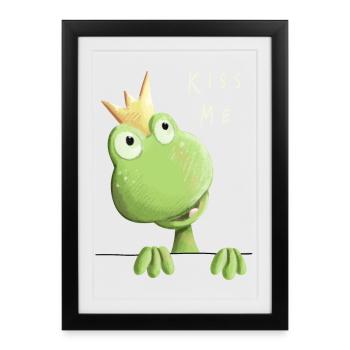 Kiss me Frog - Frog Prince - Comic - Framed poster (27 × 37 cm) - black - Front