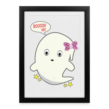 Cadeau fantôme fantôme mignon - Affiche encadrée (27 × 37 cm) - noir - Devant
