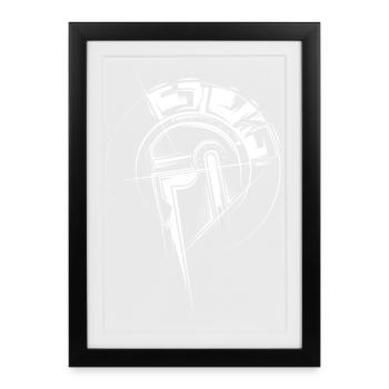 Gladiateur Illustration Combattant Casque Symbole Romain - Affiche encadrée (27 × 37 cm) - noir - Devant