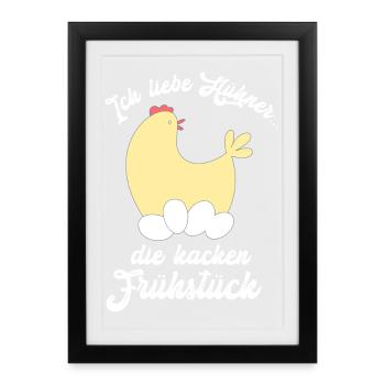 Ich liebe Hühner Landwirt Landwirtin - Gerahmtes Poster (27 × 37 cm) - Schwarz - Vorne