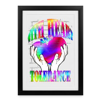 with heart and tolerance rainbow - Framed poster (27 × 37 cm) - black - Front