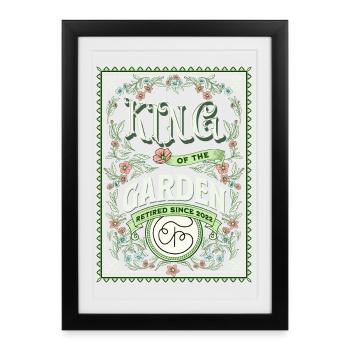 Retraités 2022 Jardinier de jardin - Affiche encadrée (27 × 37 cm) - noir - Devant